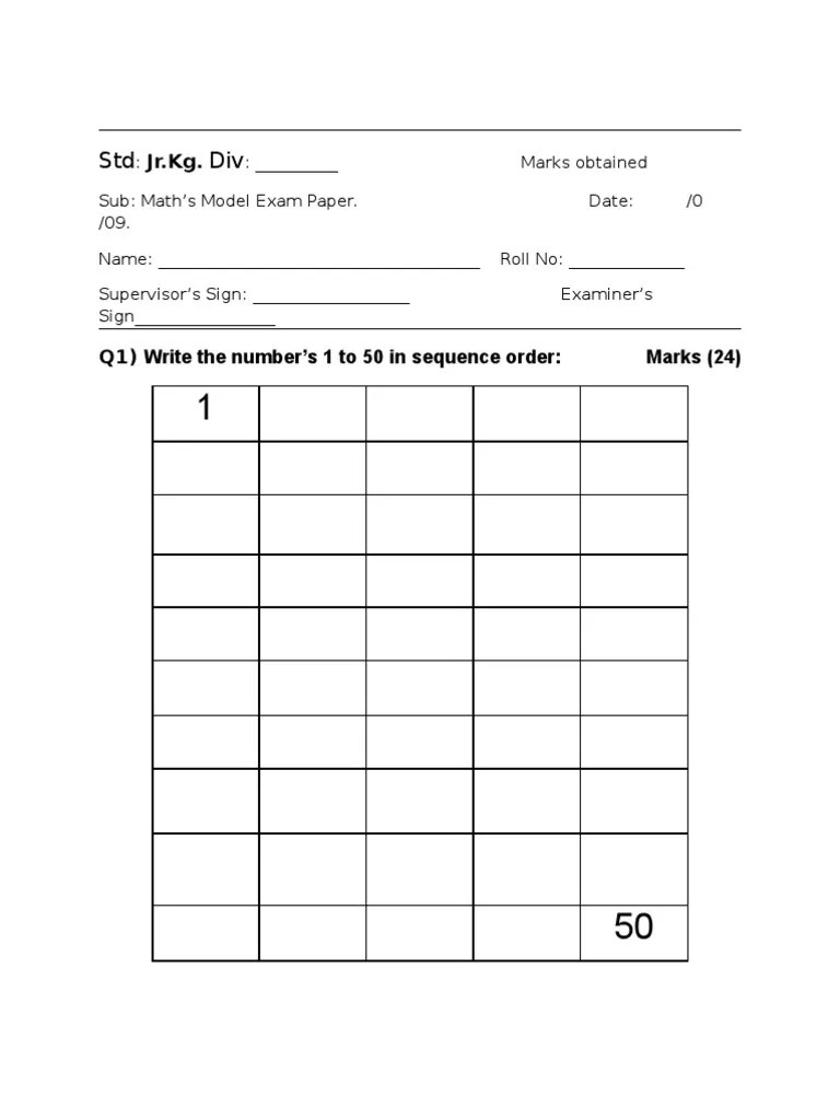 english maths pre primary exam papersmargaret rebello