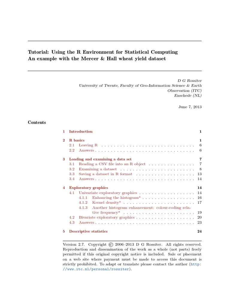 Tutorial R | Download Free PDF | R (Programming Language) | Command ...