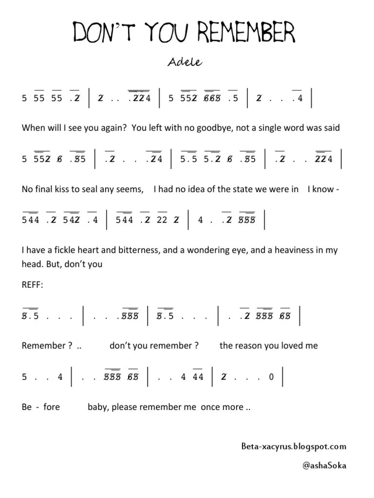 NOT ANGKA Don&rsquo;t You Remember | PDF