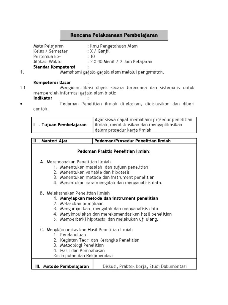 RPP Kelas X Pertemuan Ke-10 | PDF