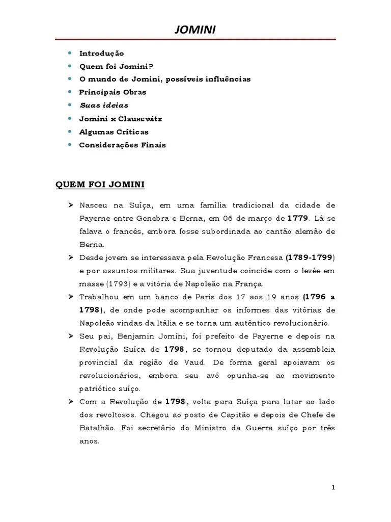 JOMINI Completo | PDF | Carl Von Clausewitz | Napoleão
