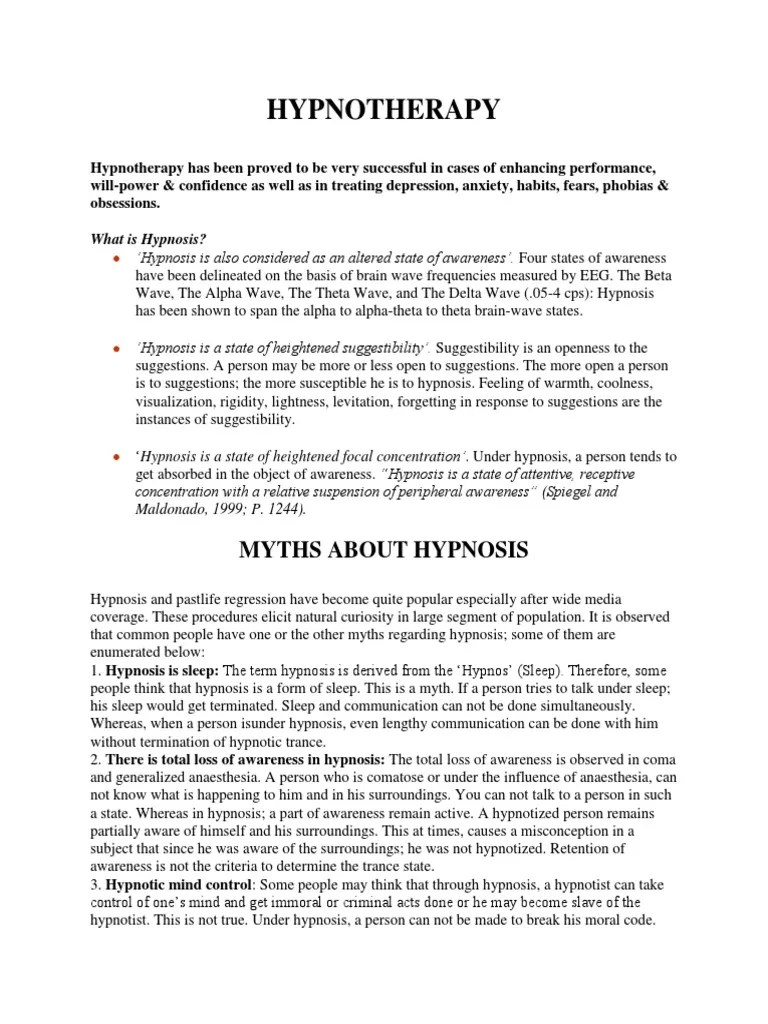 Hypnotherapy | PDF | Hypnosis | Hypnotherapy
