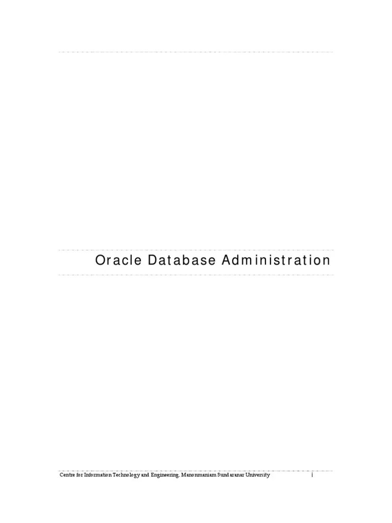 Oracle Database Administration Guide | PDF | Oracle Database | Sql