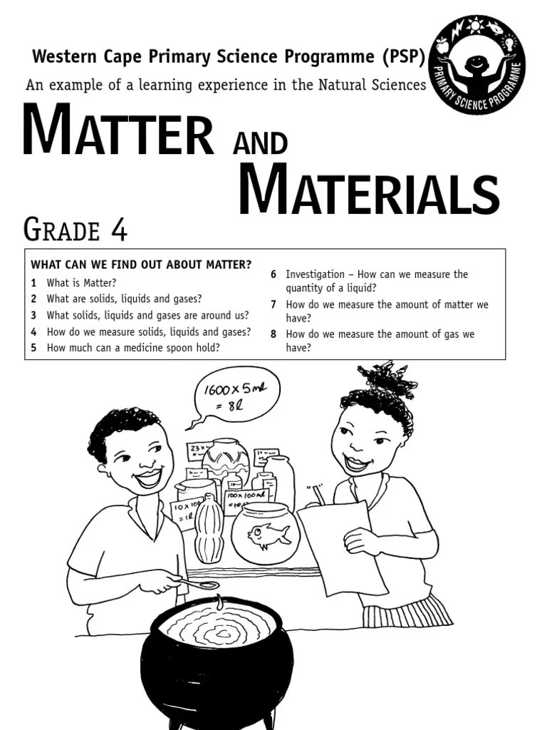 matter and materials grade 4 english litre matter