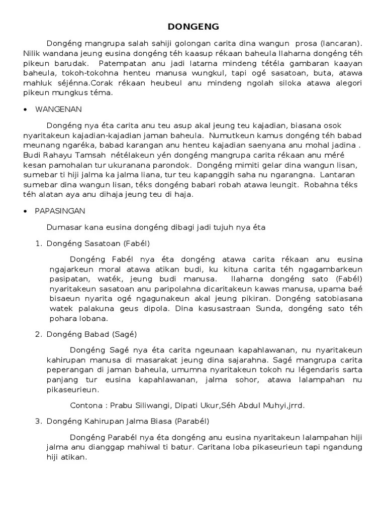 Carita babad bahasa sunda dongeng mitos dalam bahasa sunda . Dongeng1 Bahasa Sunda Pdf