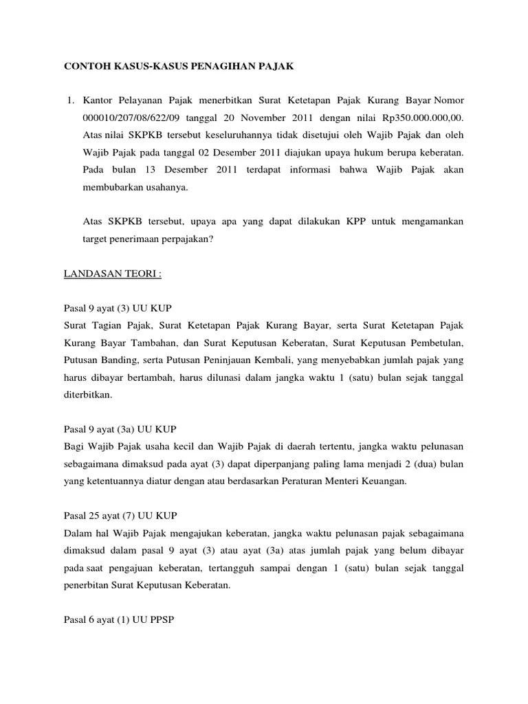 Contoh Kasus Penagihan Pajak | PDF