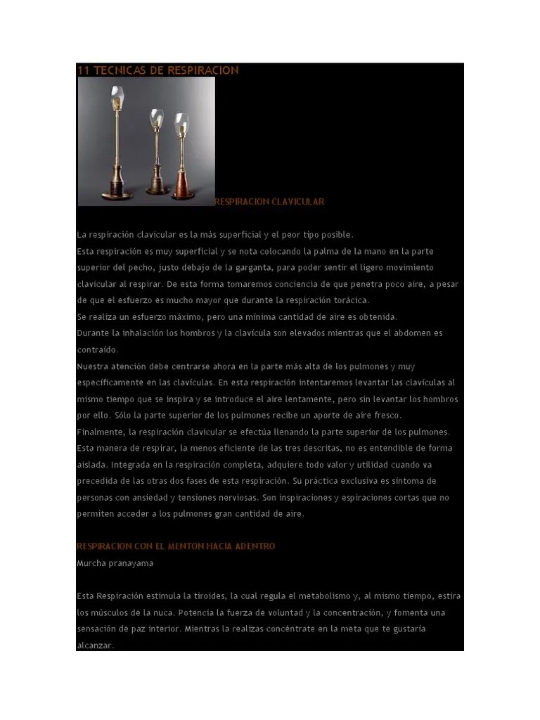 11 Tecnicas De Respiracion | PDF | Respiración | Sistema Respiratorio