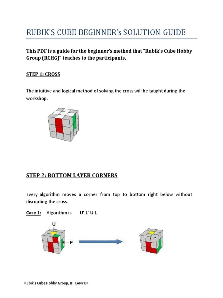 RUBIK's CUBE BEGINNERS METHOD PDF | Download Free PDF | Theoretical ...