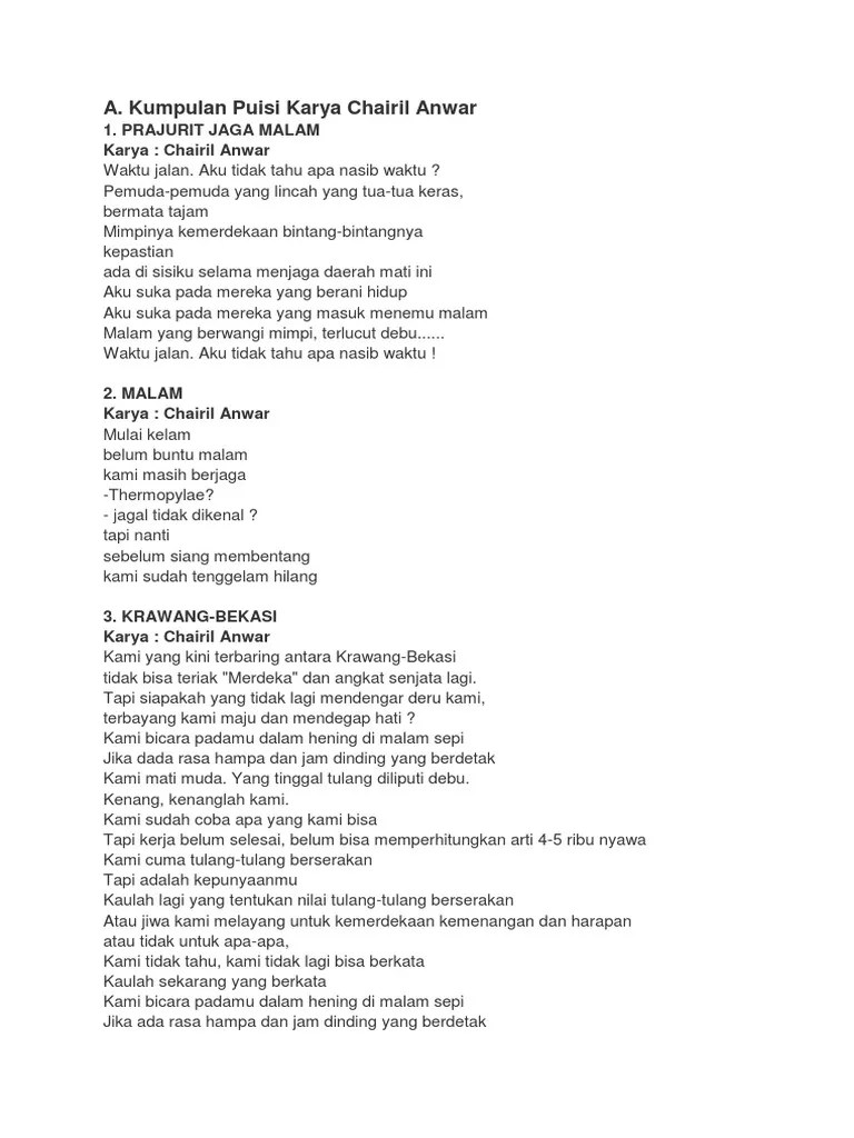 Aku tidak tahu apa nasib waktu ? Puisi Chairil