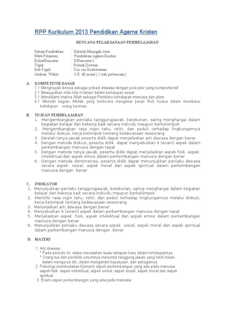 Determinan matriks dengan berbagai ordo kedai mipa. Rpp Kurikulum 2013 Pendidikan Agama Pdf