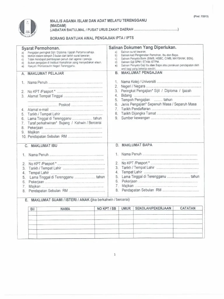 Bajet terengganu 2018 bantuan kahwin duda dan janda rm1 000 buletin terengganu. Borang Bantuan Awal Pengajian Ipta Ipts Pdf