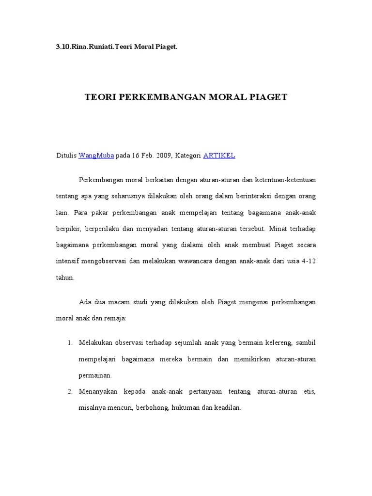 Teori Perkembangan Moral Piaget | PDF