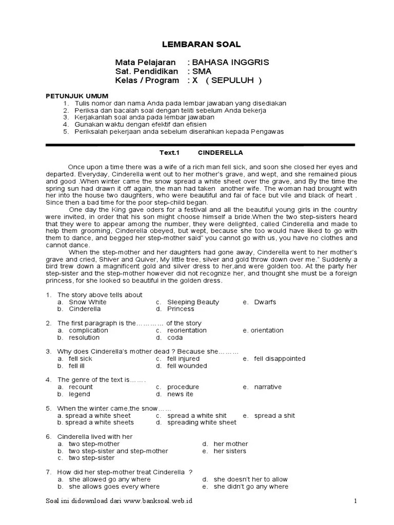 Contoh Soal Narrative Text Essay 