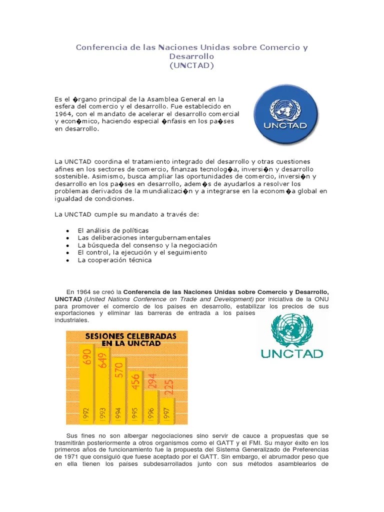Conferencia De Las Naciones Unidas Sobre Comercio Y Desarrollo | PDF | Conferencia De Las ...
