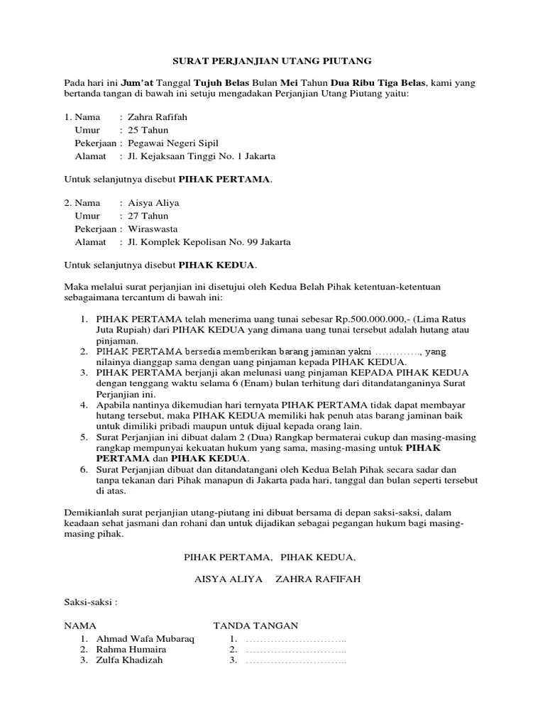 Tips Lengkap Dan Contoh Membuat Surat Perjanjian Hutang Usaha Sleekr 