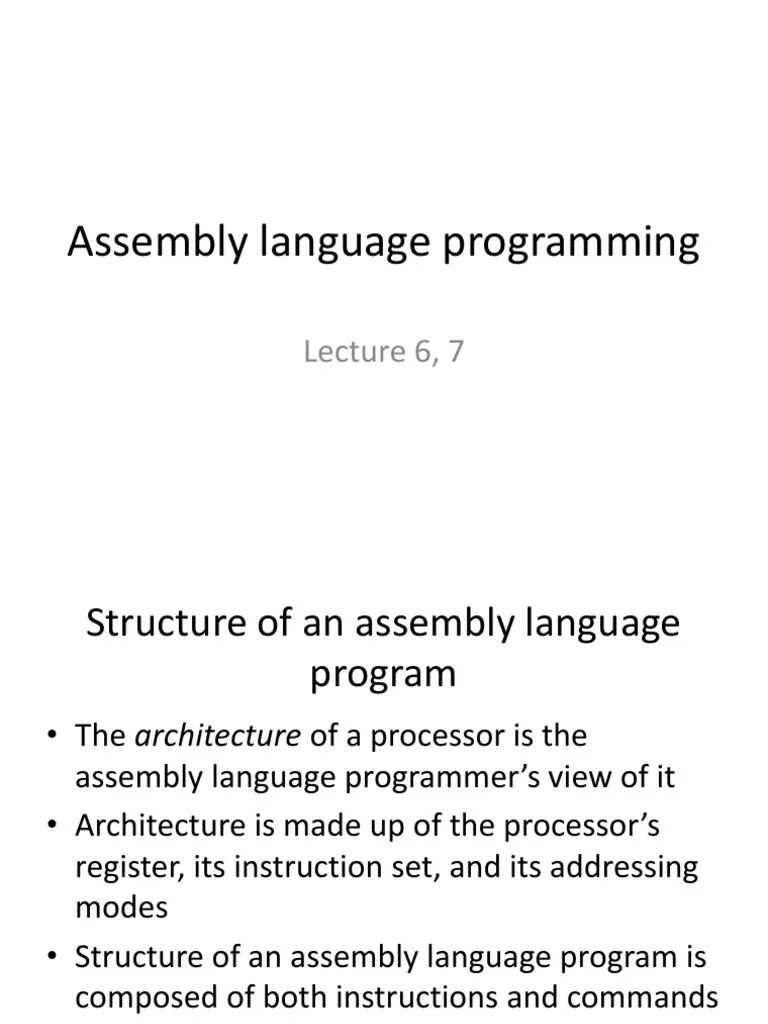 Assembly+Language+ +lecture+6,+7 | PDF | Assembly Language ...