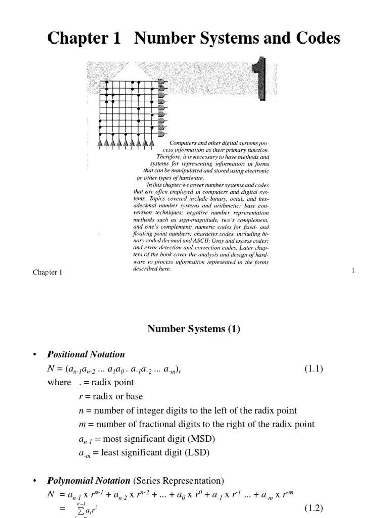 Chapter 1 Number Systems And Codes | PDF | Subtraction | Binary Coded ...
