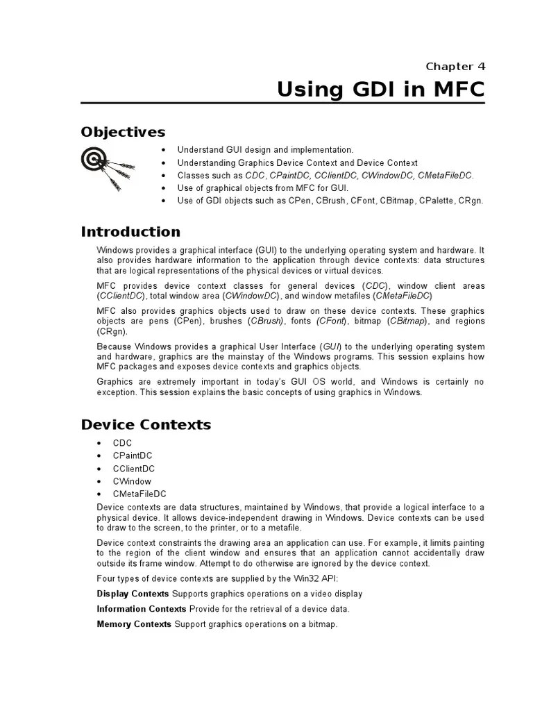 4 Using Gdi In MFC | PDF | Graphical User Interfaces | Computer Programming