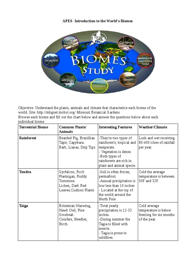 Apes - Introduction To The Worlds Biomes | PDF | Lake | Grassland