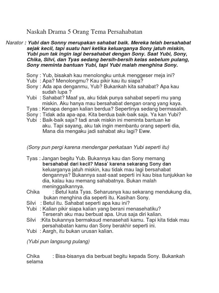 Naskah Drama 5 Orang Tema Persahabatan | PDF