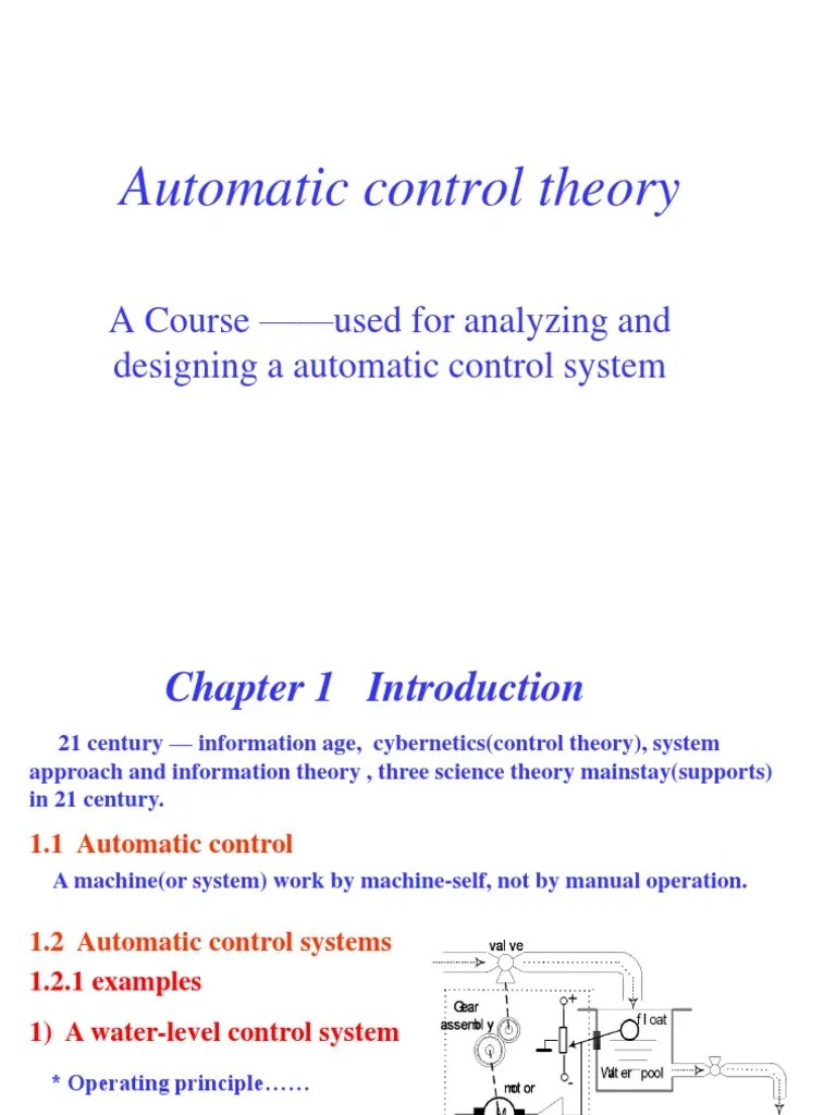 Automatic Control Theory | PDF | Control Theory | Emergence