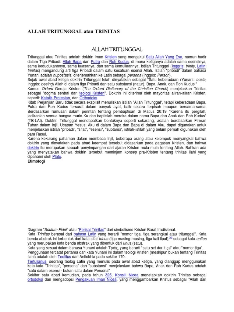 Allah Tritunggal Atau Trinitas | PDF