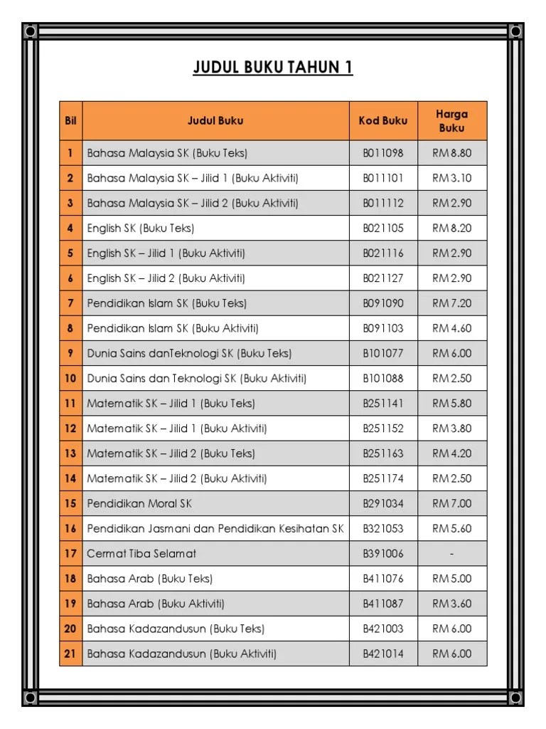 Buku aktiviti matematik tahun 2 sekolah kebangsaan harga : Senarai Buku Teks Tahun 1 - 6