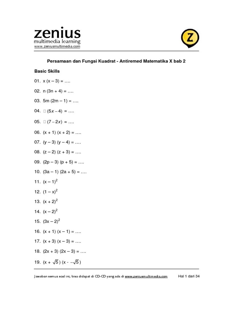 Kumpulan 8+ Contoh Soal Fungsi Kuadrat Kelas 9 [Terlengkap] 