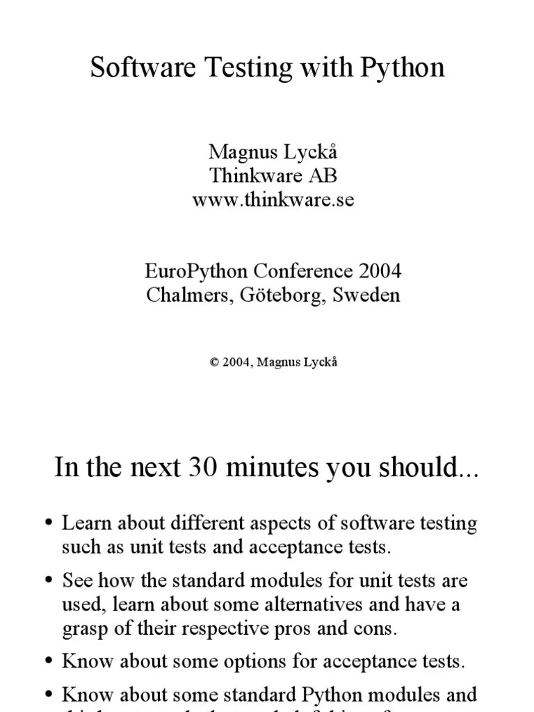 Software Testing With Python | PDF | Software Testing | Unit Testing