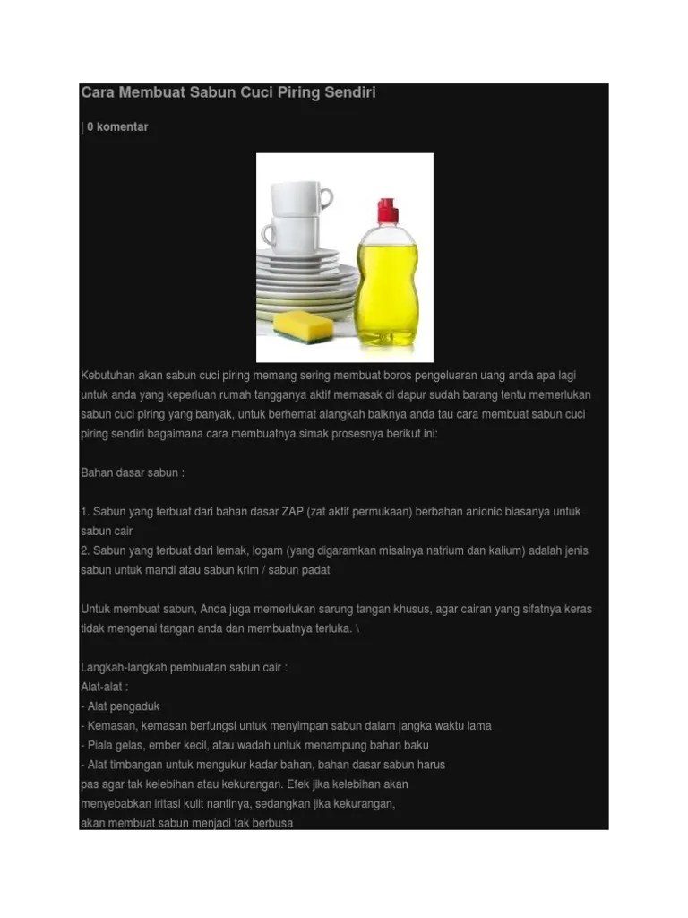 Sabun Cair Cuci Piring Pdf Document Formula Sabun Cuci Piring dan Hand Soap.