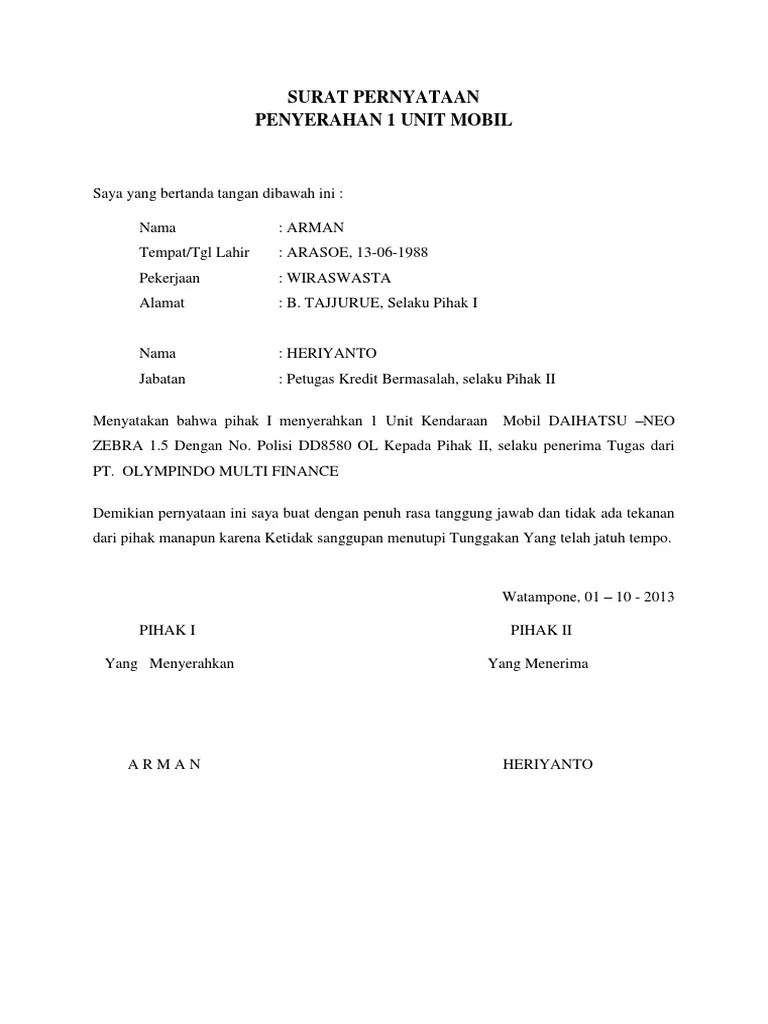4.2 contoh surat serah terima barang inventaris kantor (lembaga non . Contoh Surat Penyerahan Dokumen