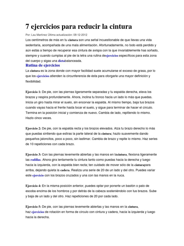 7 Ejercicios Para Reducir La Cintura | PDF | Ejercicio Físico | Abdomen