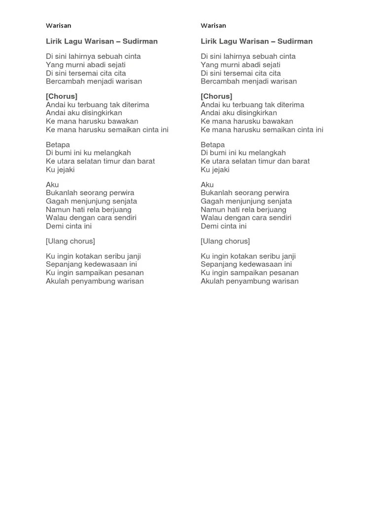 Lirik Lagu Cinta Abadi Panbers - Pantun Cinta