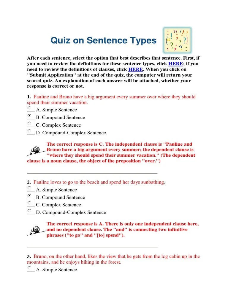 Type Of Sentence Docx Sentence Linguistics Languages
