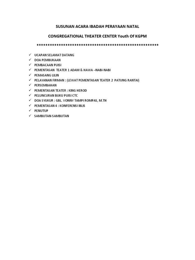 Contoh rundown acara natal sekolah minggu. Susunan Acara Ibadah Perayaan Natal Pdf