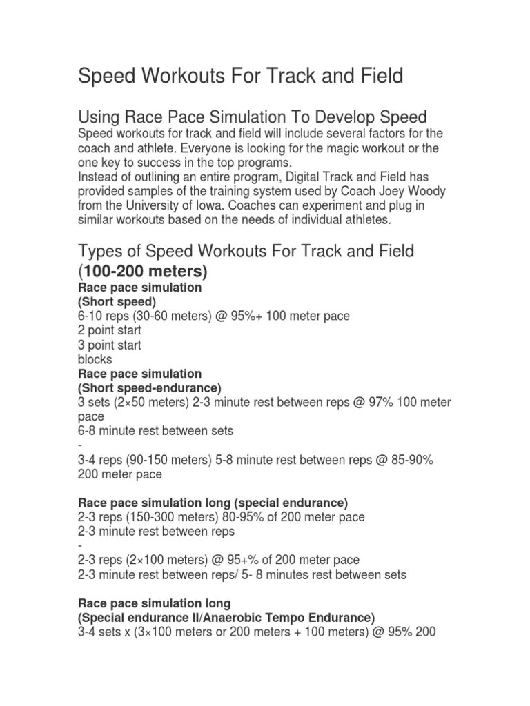 Speed Workouts For Track And Field | PDF | Track And Field | Racing