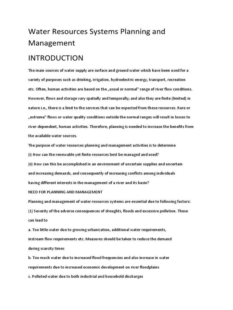 Water Resources Systems Planning And Management | PDF | Water Resources | System