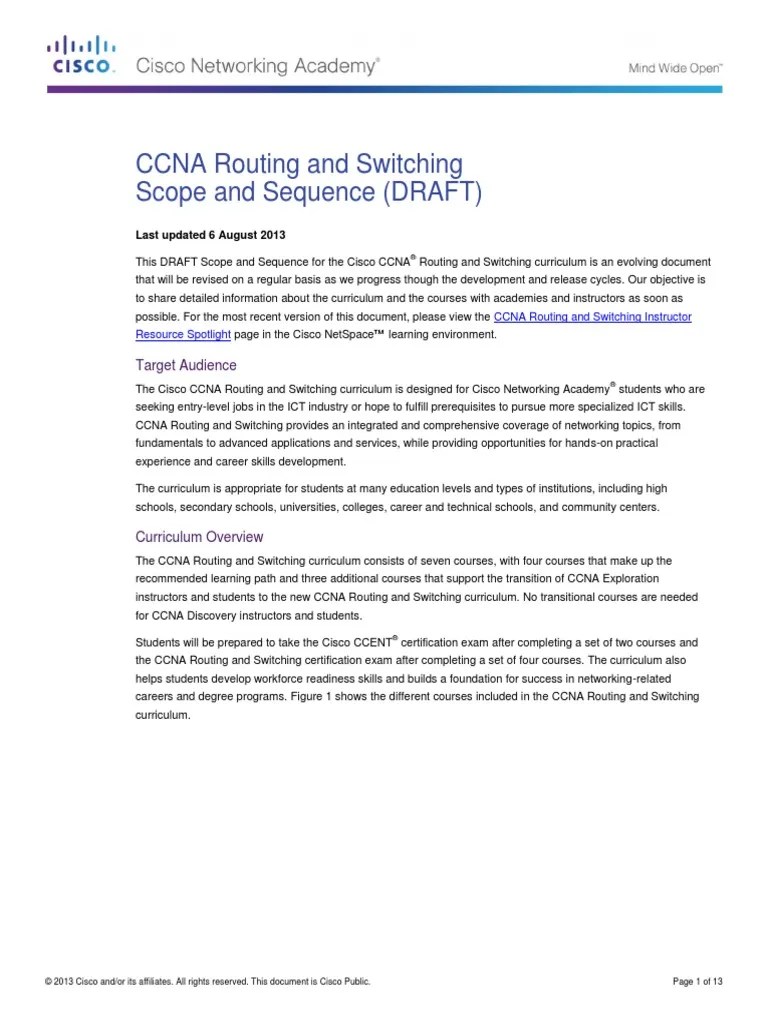 CCNA Routing And Switching Scope And Sequence PDF | PDF | Cisco ...