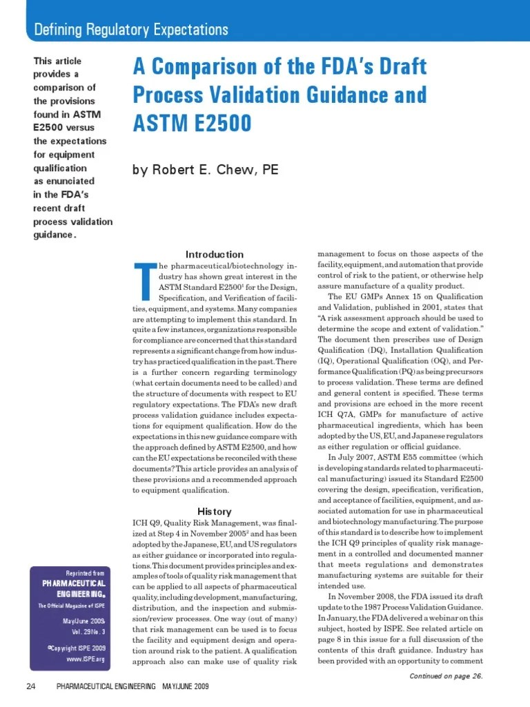 Process Validation USFDA Vs E2500 | Download Free PDF | Verification And Validation | Industries
