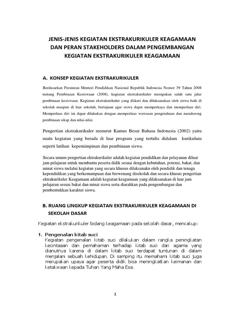 buku siswa merupakan buku panduan sekaligus buku aktivitas yang akan memudahkan para siswa terlibat aktif dalam pembelajaran. Jenis Kegiatan Ektrakurikuler
