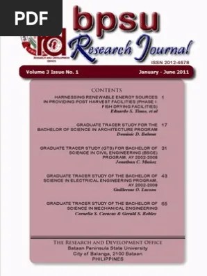 Bpsu Rj Vol 3 Issue 1 Pdf Internship Wind Power