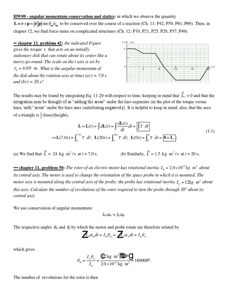HW09 - Angular Momentum Conservation And Gravitation | PDF | Rotation ...