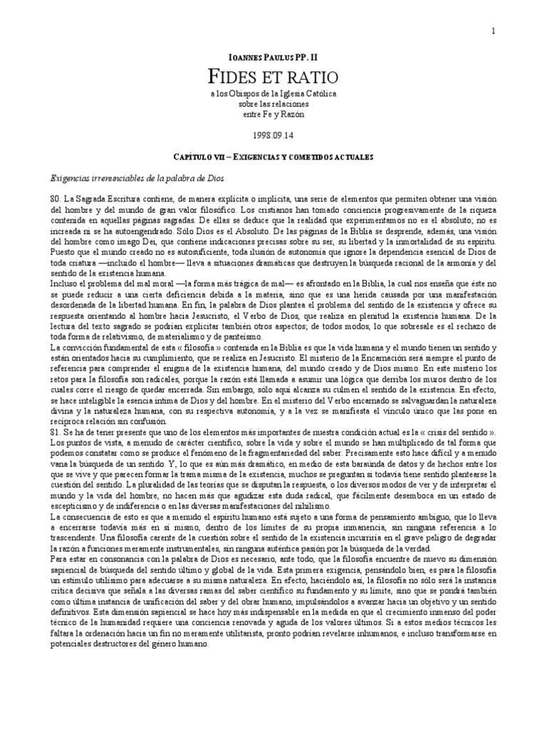 1-Juan Pablo II, Fides Et Ratio, 1998 Cap VII | PDF | Verdad | Metafísica