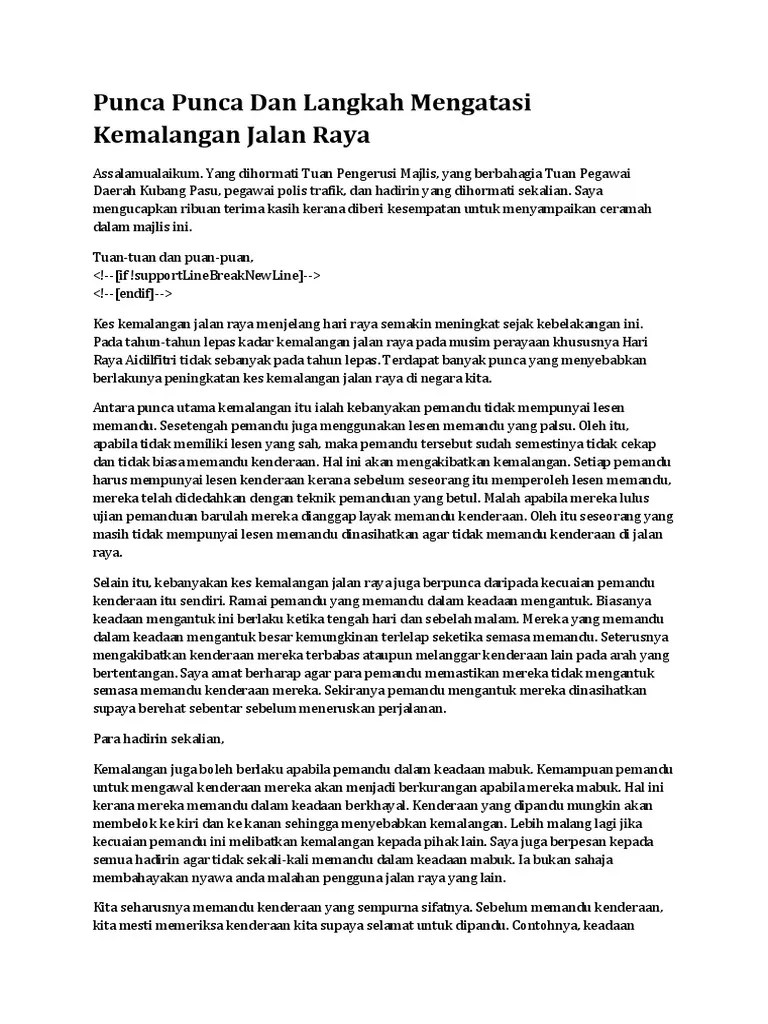 Cara Cara Mengatasi Kemalangan Jalan Raya Karangan Upsr - Langkah Langkah Mengurangkan Kemalangan Jalan Raya Pdf