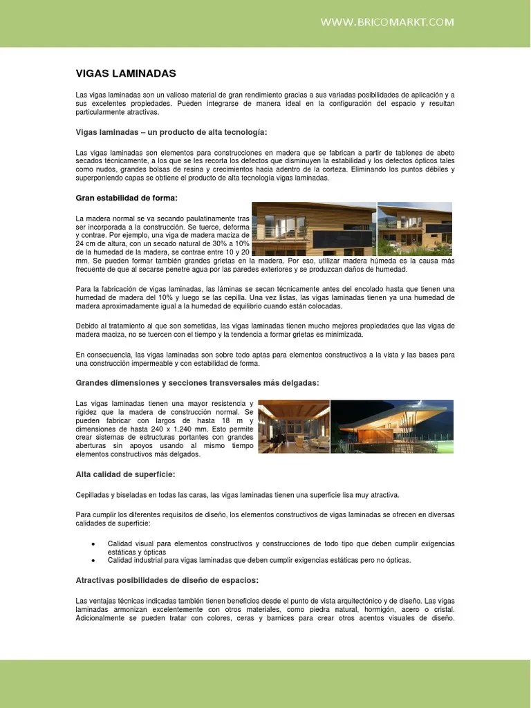 Ventajas Vigas Laminadas Pdf Madera Los Bosques