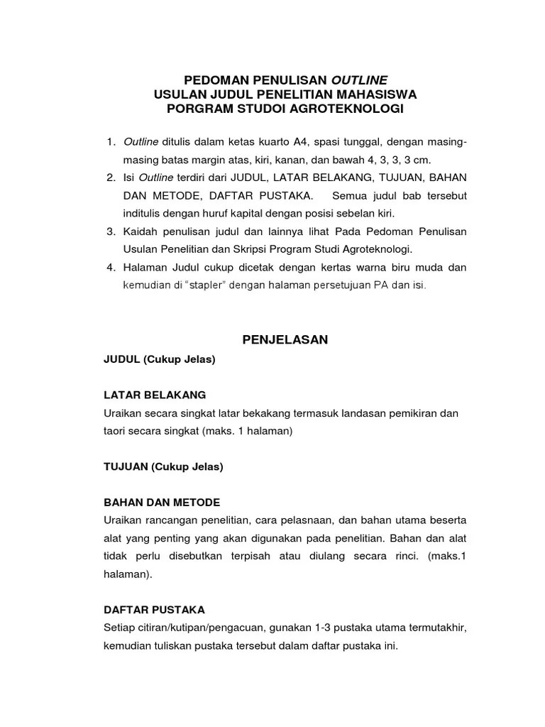 Untuk mengajukan judul penelitian, download form pengajuan judul: Outline Format
