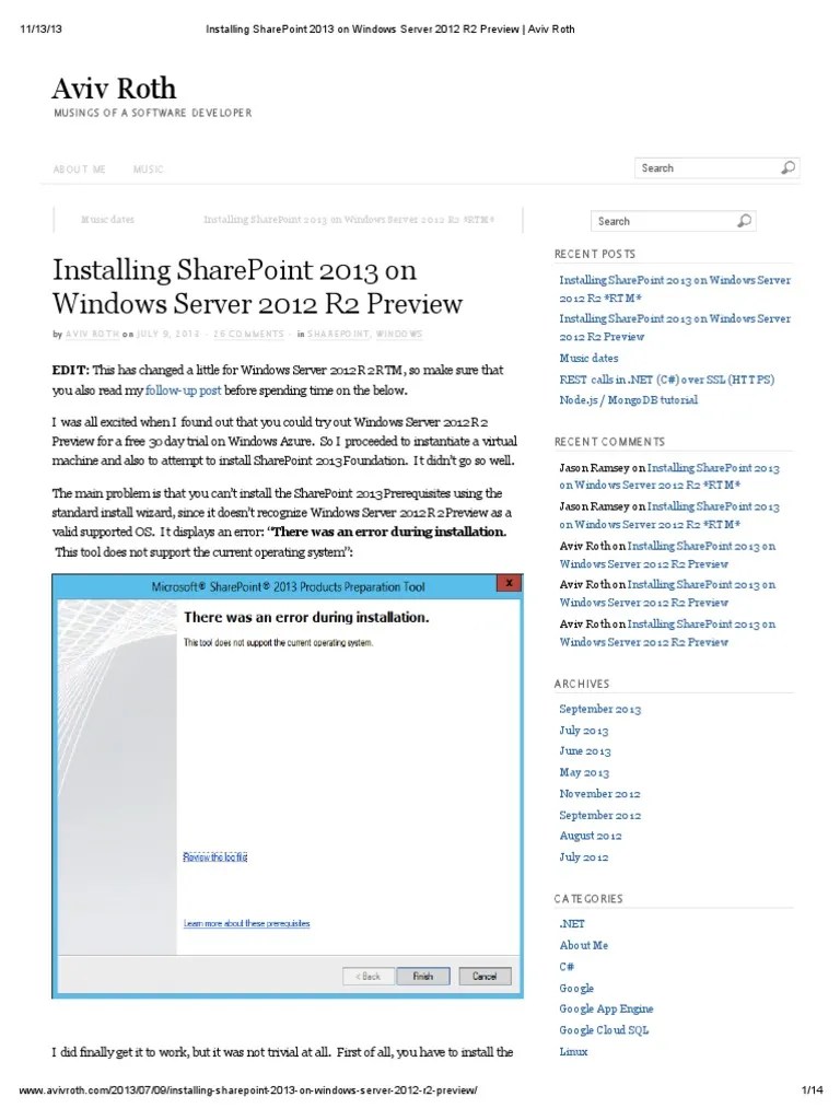 Installing SharePoint 2013 On Windows Server 2012 R2 Preview - Aviv ...