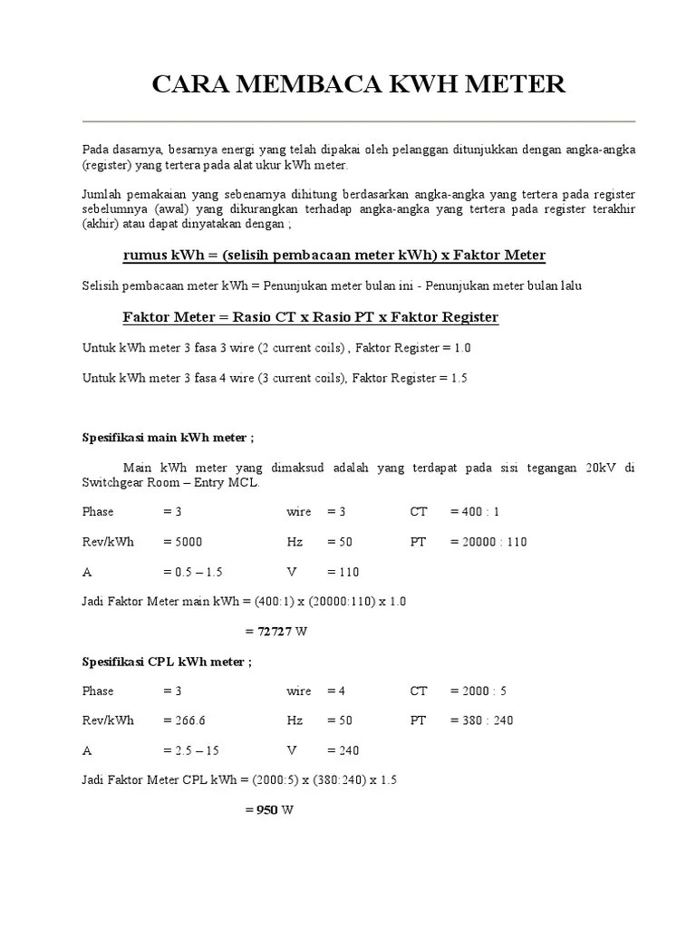 Cara Membaca KWH Meter | PDF