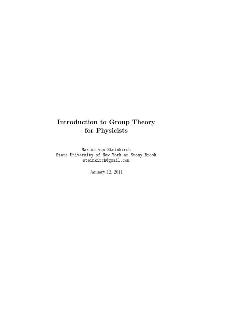 Introduction To Group Theory For Physicists | PDF | Lie Algebra | Group ...