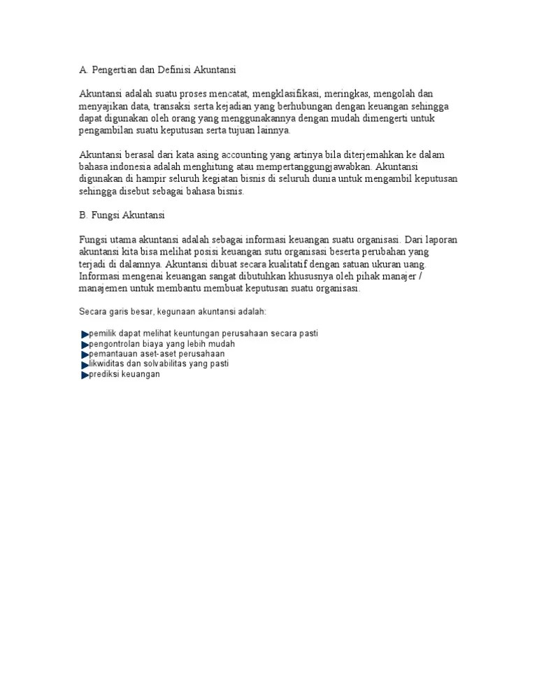 Pengertian Fungsi, Kegunaan Akuntansi | PDF